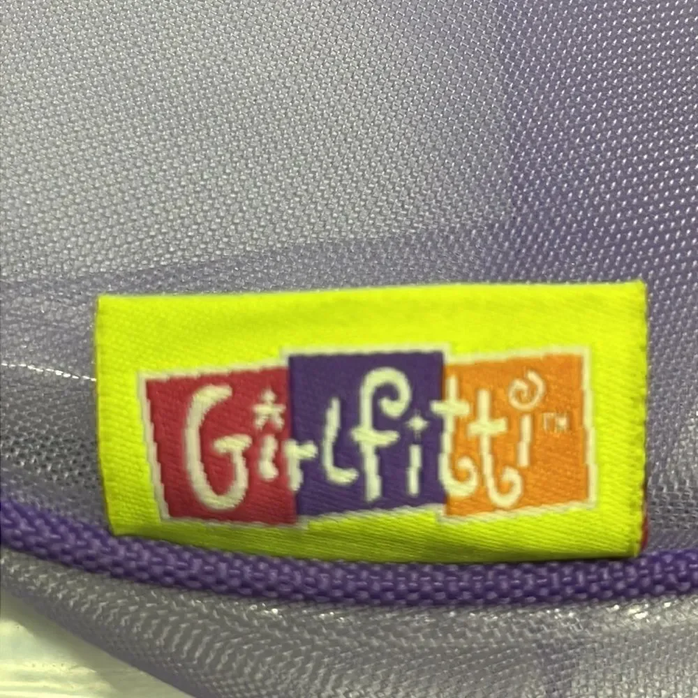 Girlfitti Purple Mesh Velcro Adjustable Body Bag w/ Mesh Wallet & Yellow Zippers